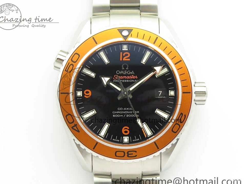 0128 Tailored Planet Ocean Professional Orange Bezel 45.5mm 1:1 VSF Best Edition on SS Bracelet A8500 Super Clone (2 Straps) 7950